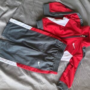 Nike Kids Red and Gray Athletic Track Set